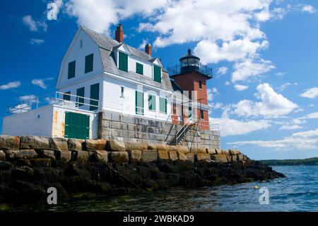 Faro Rockland Breakwater, Marie H Reed Breakwater Park, Maine Foto Stock