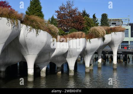 Costruito sui resti del vecchio Pier 54, Little Island Park sul fiume Hudson a Manhattan, New York City USA Foto Stock