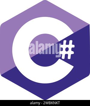 Set di loghi dei linguaggi di programmazione e script più diffusi. Linguaggio di codifica C logo vettoriale nitido. Illustrazione Vettoriale