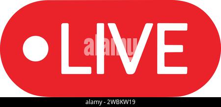 Icona Live streaming. Simbolo rosso e pulsante di streaming live, trasmissione, streaming online. Terzo modello inferiore per tv, spettacoli, film e performa live Illustrazione Vettoriale