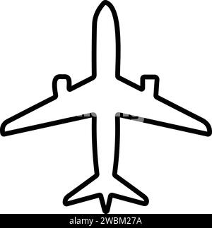 Icone dell'aereo. Stile linea aeroplani. aereo jet. simbolo del viaggio di volo. Illustrazione Vettoriale