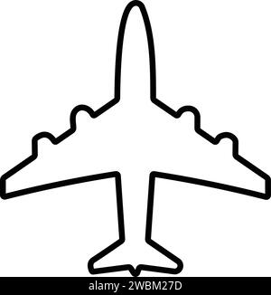 Icone dell'aereo. Stile linea aeroplani. aereo jet. simbolo del viaggio di volo. Illustrazione Vettoriale