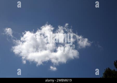 Nuvola bianca che si separa in Blue Sky Foto Stock