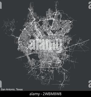 Mappa stradale di SAN ANTONIO, TEXAS Illustrazione Vettoriale