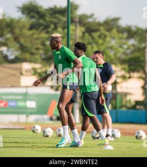 ABIDJAN, COSTA D'AVORIO. 11 GENNAIO 2024. SESSIONE DI ALLENAMENTO NIGERIA SUPER EAGLES. CAF AFCON. Foto Stock