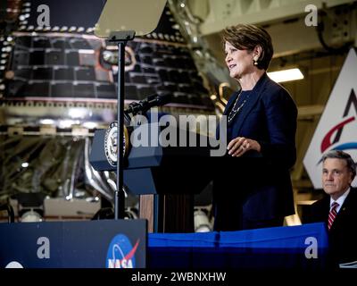 Il 20 luglio 2019, il vicepresidente Mike Pence ha visitato il Kennedy Space Center della NASA, celebrando il 50° anniversario dell'Apollo 11 e il completamento della capsula Orion Crew per Artemis. Foto Stock