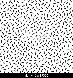 Piccolo motivo a trattino su sfondo bianco. Piccolo motivo nero disegnato a mano senza cuciture. Struttura geometrica astratta semplice e minimale sfondo senza cuciture. Illustrazione vettoriale Illustrazione Vettoriale