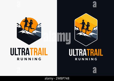 Logo patch emblema Outdoor Ultra Trail Running con logo Vector Illustrazione Vettoriale
