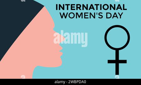 Design della giornata internazionale dei diritti della donna - banner di illustrazione Women Faces Diversity Illustrazione Vettoriale