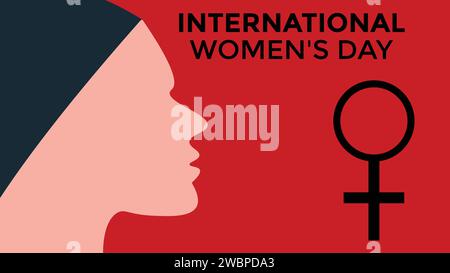 Design della giornata internazionale dei diritti della donna - banner di illustrazione Women Faces Diversity Illustrazione Vettoriale