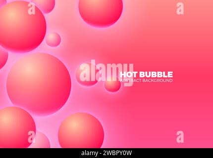 Sfondo astratto con palline lucenti rosa calde che fluttuano, in movimento Illustrazione Vettoriale