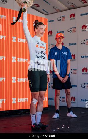 Adelaide, Australia. 12 gennaio 2024. Foto di Zac Williams/SWpix.com - 12/01/2024 - Cycling - 2024 Women's Tour Down Under - Stage 1: Da Hahndorf a Cambelltown (93 km) - Kristyna Burlova, Lifeplus Wahoo. Credito: SWpix/Alamy Live News Foto Stock