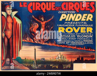 Poster del circo d'epoca - le Cirque des Cirques (1935) Pinder, Rover. Francese Foto Stock