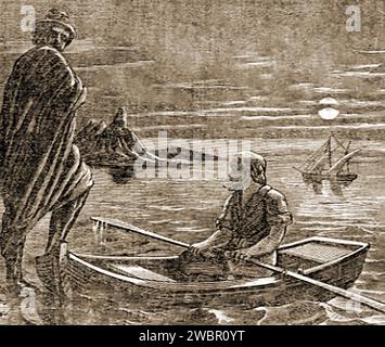 Un'incisione che mostra la fuga da Napoli di John Harrison Surratt Jr. (1844 – 1916) spia confederata americana che fu accusata di complottare con John Wilkes Booth per rapire il presidente degli Stati Uniti Abraham Lincoln; e sospettato di essere coinvolto nell'assassinio di Abraham Lincoln, fuggì in Canada e in Egitto, dove alla fine fu arrestato ma sfuggì all'esecuzione a causa dello statuto dei limiti. Foto Stock