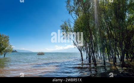 Paesaggio del lago di Erhai, situato a Dali, Yunnan, Cina. Foto Stock