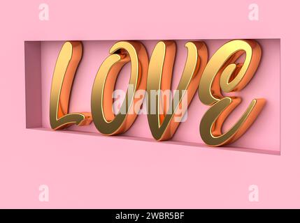 Festeggia l'amore con una squisita illustrazione con la parola "AMORE", perfetta per San Valentino e matrimoni Foto Stock