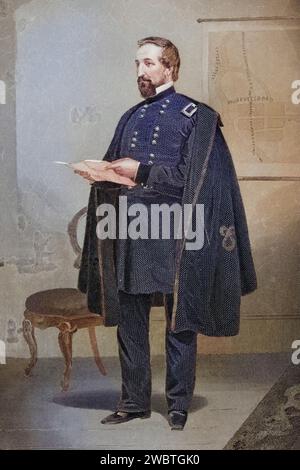 William Stark Rosecrans 1819 1898, UnionsGeneral und Stratege besiegt in der Schlacht von Chickamauga, Nach einem Gemälde von Alonzo Chappel, Historisch, digital restaurierte Reproduktion von einer Vorlage aus dem 19. Jahrhundert, data record non indicata Foto Stock