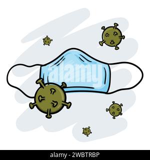 Una maschera medica protegge dai virus Illustrazione Vettoriale