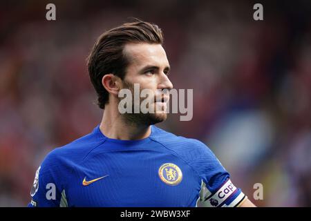 Foto del file datata 02-09-2023 di Ben Chilwell, confermato da Mauricio Pochettino, tornerà alla squadra del Chelsea per l'incontro di sabato con Fulham allo Stamford Bridge dopo aver perso quasi quattro mesi per un infortunio al ginocchio. Data di emissione: Venerdì 12 gennaio 2024. Foto Stock