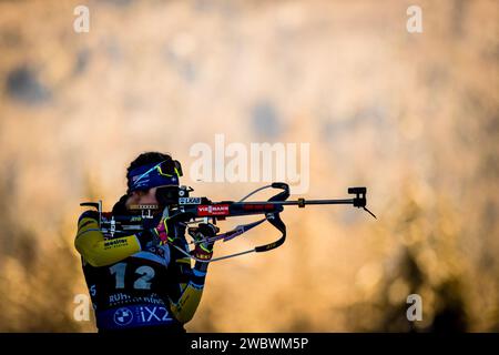 La svedese Elvira Oeberg gareggia nella gara di sprint femminile di Coppa del mondo di Biathlon, Ruhpolding, Germania, 12 gennaio 2024. (Foto CTK/Jaroslav Svoboda) Foto Stock