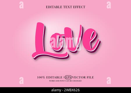 Titolo storia d'amore sfondo effetto testo modificabile, modello testo 3d, Illustrazione Vettoriale