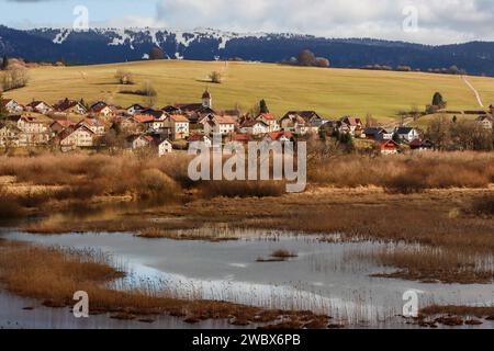 Labergement-Sainte-Marie, un villaggio nel dipartimento di Doubs, montagna del Giura, Francia orientale Foto Stock
