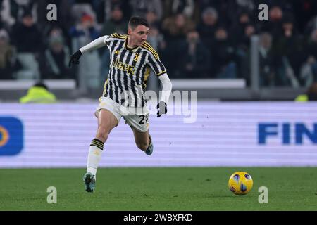 Torino, Italia. 11 gennaio 2024. Andrea Cambiaso della Juventus durante la partita di Coppa Italia allo stadio Allianz di Torino. Il credito fotografico dovrebbe leggere: Jonathan Moscrop/Sportimage Credit: Sportimage Ltd/Alamy Live News Foto Stock