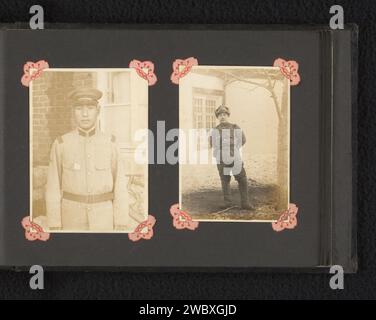 Due ritratti di soldati giapponesi sconosciuti, Anonymous, 1937 - 1941 fotografano queste foto fanno parte di un album. La carta giapponese baryta gelatina argento stampa il soldato; la vita del soldato. anonimo personaggio storico ritratto Foto Stock