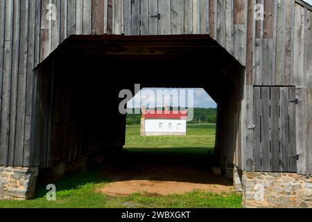 Settlement House con fienile a Best Farm, Monocacy National Battlefield, Maryland Foto Stock