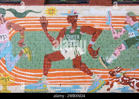 Art and LGBT friendly Union Street nel Cathedral Quarter di Belfast, Irlanda del Nord, Regno Unito Foto Stock