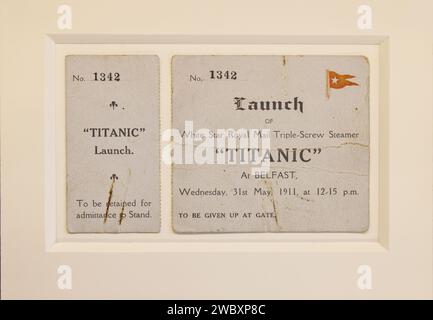 Titanic Belfast, un'attrazione turistica leader a livello mondiale che racconta la storia di RMS Titanic dal suo inizio fino alla sua tragica fine nel 1912, Regno Unito Foto Stock