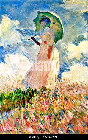 Woman With Parasol Turned to the left, 1886 (Painting) dell'artista Monet, Claude (1840-1926) French. Illustrazione Vettoriale