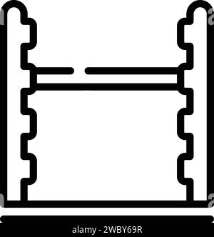 Icona a parete per bastone da salto con cane che delinea il vettore. Addestramento per la scuola di cani. Gioco educativo Illustrazione Vettoriale