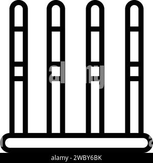 Icona di addestramento dog stick per delineare il vettore. Scuola di cani. Corsa per adulti nel tunnel Illustrazione Vettoriale