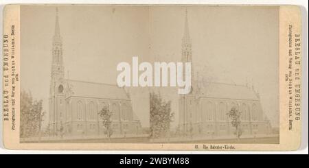 Esterno della Chiesa del Salvatore a Breslavia, Sophus Williams, 1878 stereografo Wroclawpublisher: Berlin Cardboard. Chiesa stampata in albume di carta (esterno) Wroclaw Foto Stock