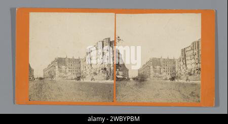 Rovine lungo il Steinstraße a Strasburgo dopo l'assedio di Strasburgo, Anonymous, 1870 stereografo Strasburgo (Francia) cartone. supporto fotografico per la stampa di albumi rovina di un edificio  architettura. Dopo la battaglia Strasburgo (Francia) Foto Stock