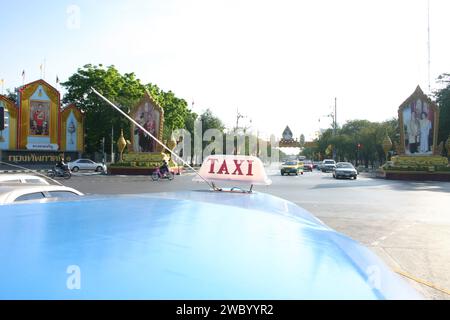 Vista in taxi dal centro di Bangkok Foto Stock