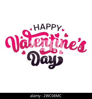 Splendido copione disegnato a mano con lettere e illustrazioni vettoriali di un giorno. Buon san valentino con le forme del cuore. Buon giorno delle valentine Illustrazione Vettoriale