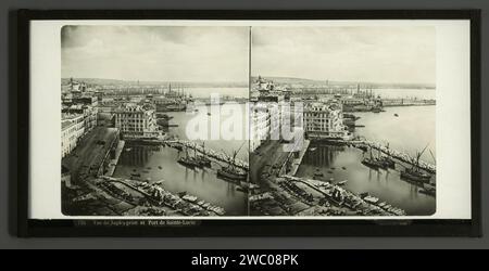 Vista di Santa Lucia a Napoli, Italia, Ferrier Père fils et Soulier, 1860 - 1870 Napoli vetro. Seal Rand: Vetrina della città, panorama della città, sagoma della città. Canali, acque (in città) Napoli Foto Stock