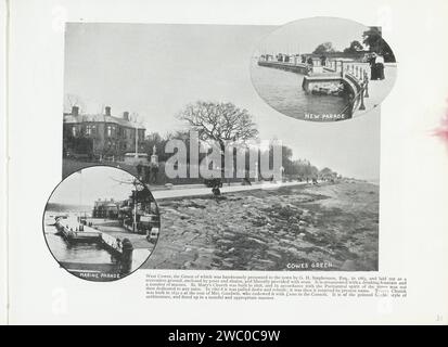 Marine Parade, de West Parade en de Green a Cowes, in o dopo il 1897 - c. 1930 Fotografia pagina 31 con 3 foto della Marine Parade, della West Parade e del Green in Cowes e una didascalia. Parte del servizio fotografico di viaggio dell'isola di Wight. Stampa della carta dell'isola di Wight in viaggio; turismo. avenue, boulevard, promenade, esplanade (+ city(-scape) con figure, personale). Prospetto del villaggio, sagoma del villaggio Isola di Wight. Cowes Foto Stock