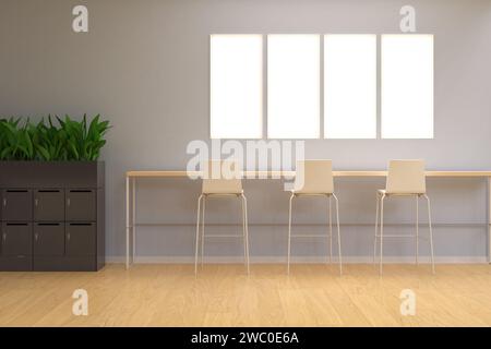 rendering 3d degli interni del salotto in stile accogliente Foto Stock