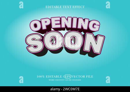 Apertura a breve sfondo titolo effetto testo modificabile, modello testo 3d, Illustrazione Vettoriale
