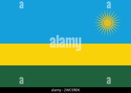 Alta bandiera dettagliata del Ruanda. Bandiera nazionale del Ruanda. Africa. Illustrazione 3D. Illustrazione Vettoriale