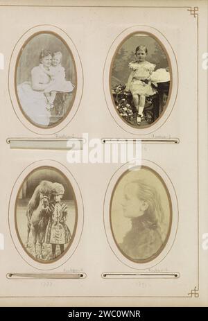 Ritratto della principessa Wilhelmina in lutto, Adolphe Zimmermans (attribuito a), 1891 Fotografia. Scheda visita questa foto fa parte di un album. Il giornale dell'Aia. Cartoncino albumen stampa persone storiche - BB - donna. ragazza (bambino tra bambino e giovane) Foto Stock