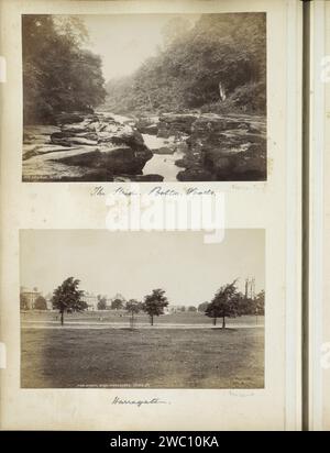 Veduta dello Strid nel Bolton Woods, 1898 Fotografia parte di Reisalbum con foto delle attrazioni turistiche in Inghilterra e Francia. Carta Bolton. supporto fotografico per la stampa del fiume con albumine (+ paesaggio con figure, personale). boulder, Stone Bolton Foto Stock