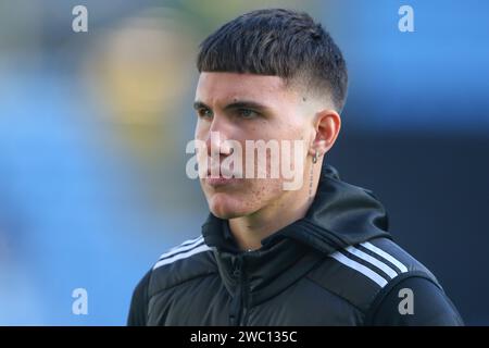 Coventry, Regno Unito. 13 gennaio 2024. Cesare Casadei di Leicester City arriva davanti al match del campionato Sky Bet Coventry City vs Leicester City al Coventry Building Society Arena, Coventry, Regno Unito, 13 gennaio 2024 (foto di Gareth Evans/News Images) a Coventry, Regno Unito il 1/13/2024. (Foto di Gareth Evans/News Images/Sipa USA) credito: SIPA USA/Alamy Live News Foto Stock