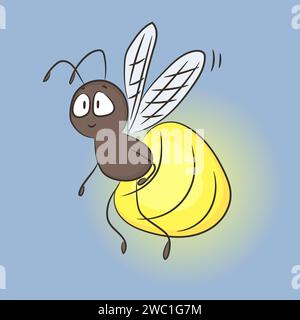 Illustrazione vettoriale con motivo a lucciola. Carina piccola cimice Illustrazione Vettoriale