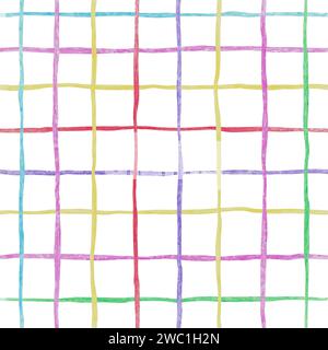 Motivo a scacchi colorato astratto senza cuciture. Sfondo vettoriale con strisce disegnate a mano Illustrazione Vettoriale