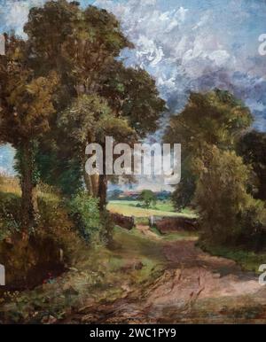 John Constable, A Cornfield, studio di pittura paesaggistica ad olio su tela, circa 1817 Foto Stock