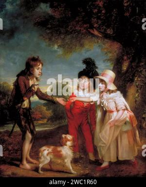 Sir William Beechey, Ritratto dei figli di Sir Francis Ford Giving a Coin to a Beggar Boy, dipinto ad olio su tela, circa 1793 Foto Stock